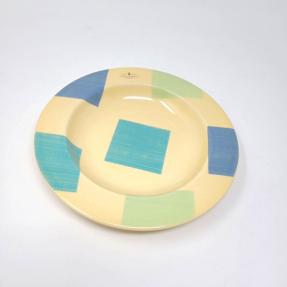 Set of 4 Waechterbach Soup Salad Bowls Yellow Green Blue Squares